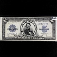 1923 LG Lincoln Porthole $5 Dollar Silver Cert UNC