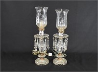 Pair of Electric Crystal Parlor Lamps w/ Prisms