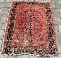 Antique Persian Hand Knotted 3.6'x4.6' Wool Rug