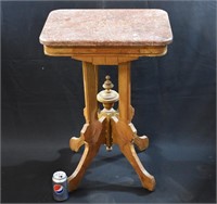 Victorian Eastlake Marble Top Candlestand Table