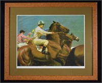Frank Wootton AT THE GATE Horse Race Lithograph