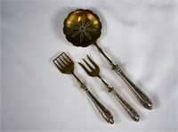 3-pc French .800 Silver & Brass Serving Set