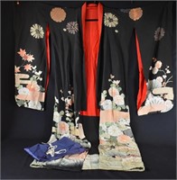 Vintage 1940's Printed Floral Japanese Kimono