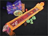 LOT 6 Ceramic Buddhas Mantra Banner and more