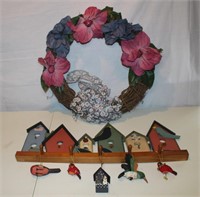 vine wreath & a birdhouse hat rack / coat rack