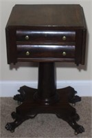 antique Empire Revival paw foot side table