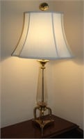 brass & crystal lamp w Silk O Lite shade