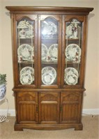 vintage oak finish china cabinet