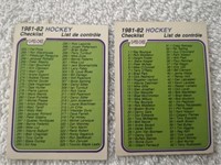 UNMARKED CHECKLISTS OPC- 1981-82