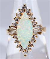 Jewelry 14kt Yellow Gold Opal & Diamond Ring