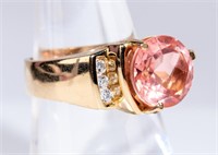 Jewelry 14kt Yellow Gold Pink Stone Cocktail Ring