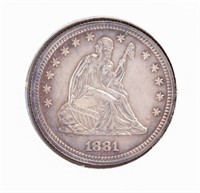 Coin 1881 Liberty Seated Quarter, Choice Proof