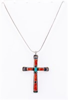 Jewelry Sterling Turquoise Cross Necklace