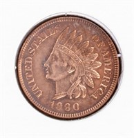 Coin 1890 Indian Head Penny, AU Cleaned