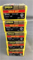 500 Rnds 9mm Speer Gold Dot Projectiles