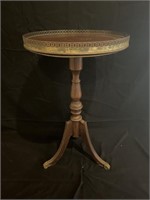 Antique 3-Legged Pie Top Table w/ Brass Rim