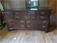 Ethan Allen 10 drawer dresser and 2 mirrors
