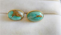 10K Turquoise Stone & Yellow Gold Earrings