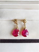 10k Yellow Gold Ruby & Diamond Earrings