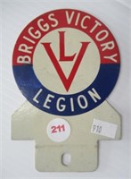 Briggs Victory Legend License Plate Topper.