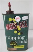 Moly-Dee Vintage Tapping Fluid Bottle Tin.