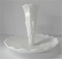 Milk Glass West Morland Epergne. Measures 9" T x
