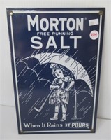 Morton Salt Girl Porcelain Sign.