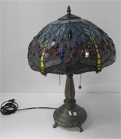 Large Cut Glass Dragonfly Lamp.