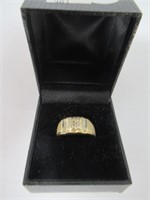 Marked 10K Yellow Gold Men's Diamond Ring with