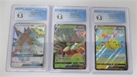 (3) Graded Gem Mint Pokémon Cards.