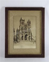 C. Sharlandy 1920 Amiens Cathedral Etching
