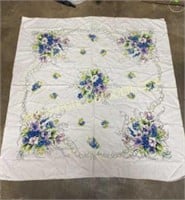 1950s square floral tablecloth