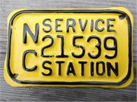 NC SERVICE STATION TAG 21539