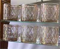 Set 6 Mid-Century Highball Tumblers w/ Reticulated