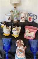 Vtg Ceramic Ware: Planters, Mugs, Pitchers, Figure