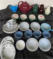 Hall Teapots Stove Shakers + Syracuse China, Glass