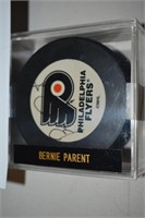 Autographed Hockey Puck Bernie Parent