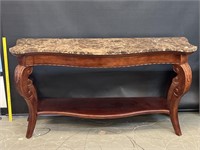 Granite Top Entry Table Carved Legs