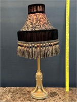 Vintage Brass Lamp W/ Tassle Shade
