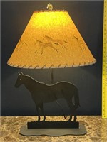 Iron Horse Lamp W/ Rawhide Shade
