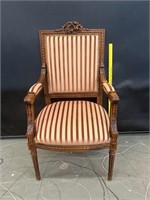Vintage French Rose Carved Arm Chair