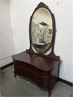 Large Antique Vanity Chest of Drawers W/Mirror