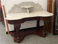 Antique Mahogany Marble Top Entry Table