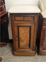 Small Walnut Marble Top Cabinet