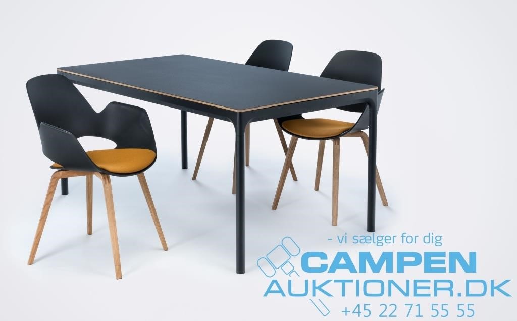 Kapel Flipper Sølv Henrik Pedersen, Four spisebord, sort - L 205 cm | Campen Auktioner A/S