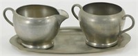Pewter Cream and Sugar Set with Tray