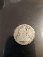 1858 o seated liberty half dollar