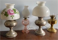 4 Oil Lamps, 3 Converted To Electric