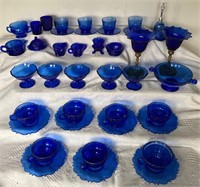 Lovely Assortment of Antq Cobalt Blue Glassware