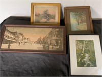 Prints incl. hand-tinted photograph of a Main St